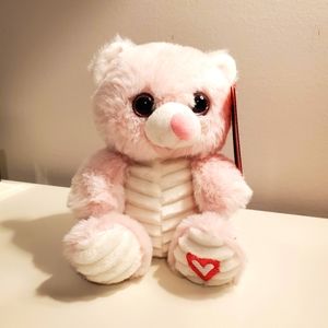Pink and white plush valentine bear